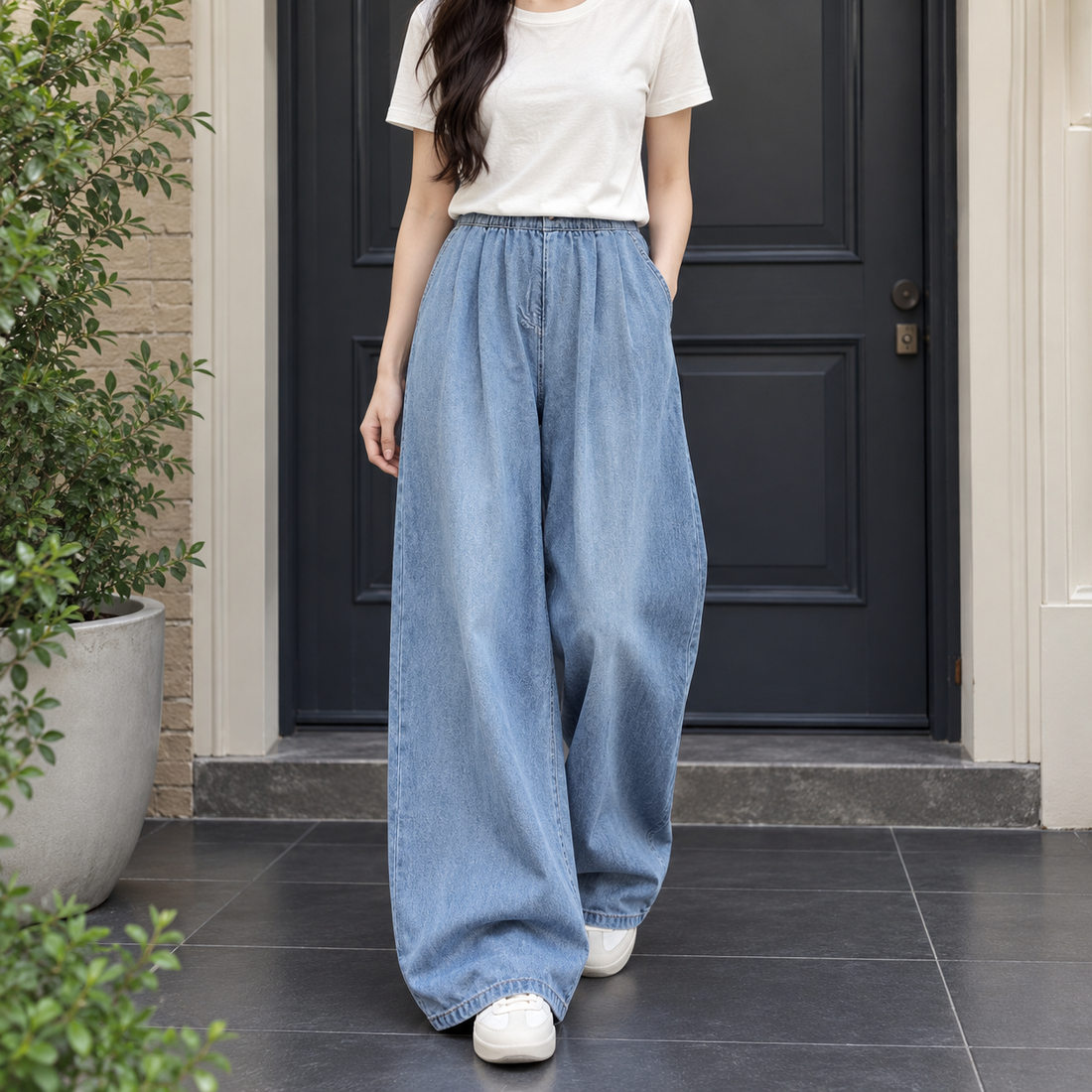 Sidonie Wide Leg Pants - Retro Blue