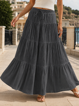 April Tiered Maxi Skirt - Charcoal Gray