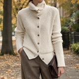 Lydia-Elise High Neck Cardigan - Off White