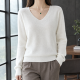 Amalia-Kate V-Neck Sweater - White