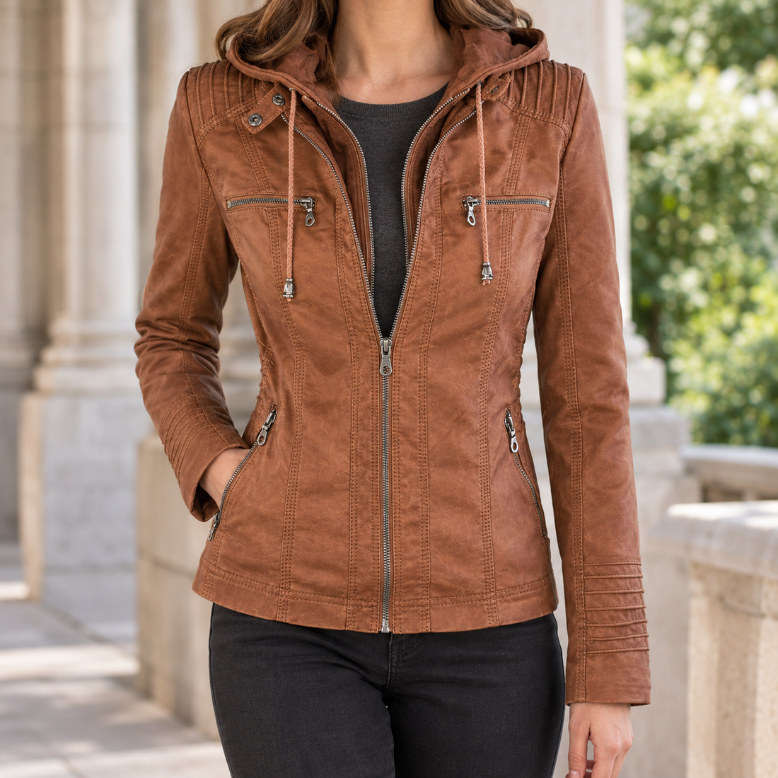 Eloise-Lane Hooded Jacket - Brown