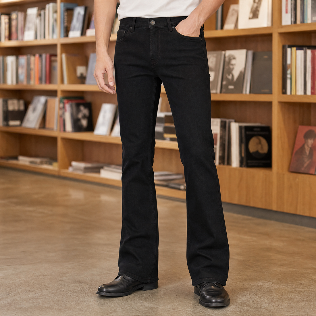 Marcus-Grey Flared Jeans - Pure Black
