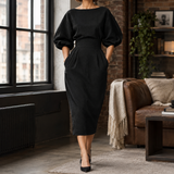 Stacey-Claire Pleated Midi Dress - Black