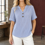 Lorelai-Sage Henley Blouse - Royal Blue