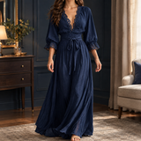 Giselle-Rose Lace Maxi Dress - Dark Blue