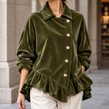 Annalise-Jane Ruffle Hem Jacket - Army Green