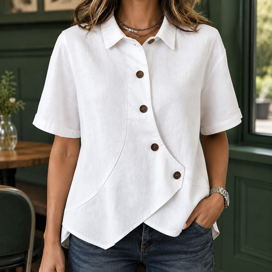 Thomasina Asymmetric Shirt - White