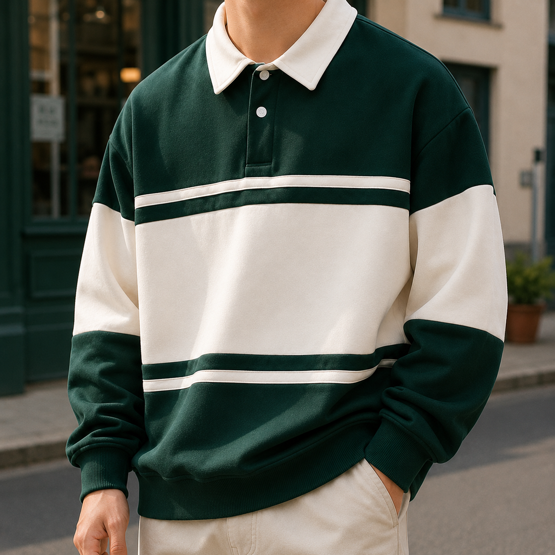 Arthur-West Polo Sweatshirt - Dark Green