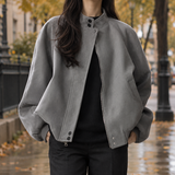 Lena-Hope Suede Zip Jacket - Gray Lining