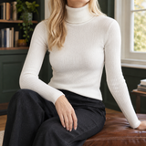 Armelle-Mae Ribbed Turtleneck Sweater - White
