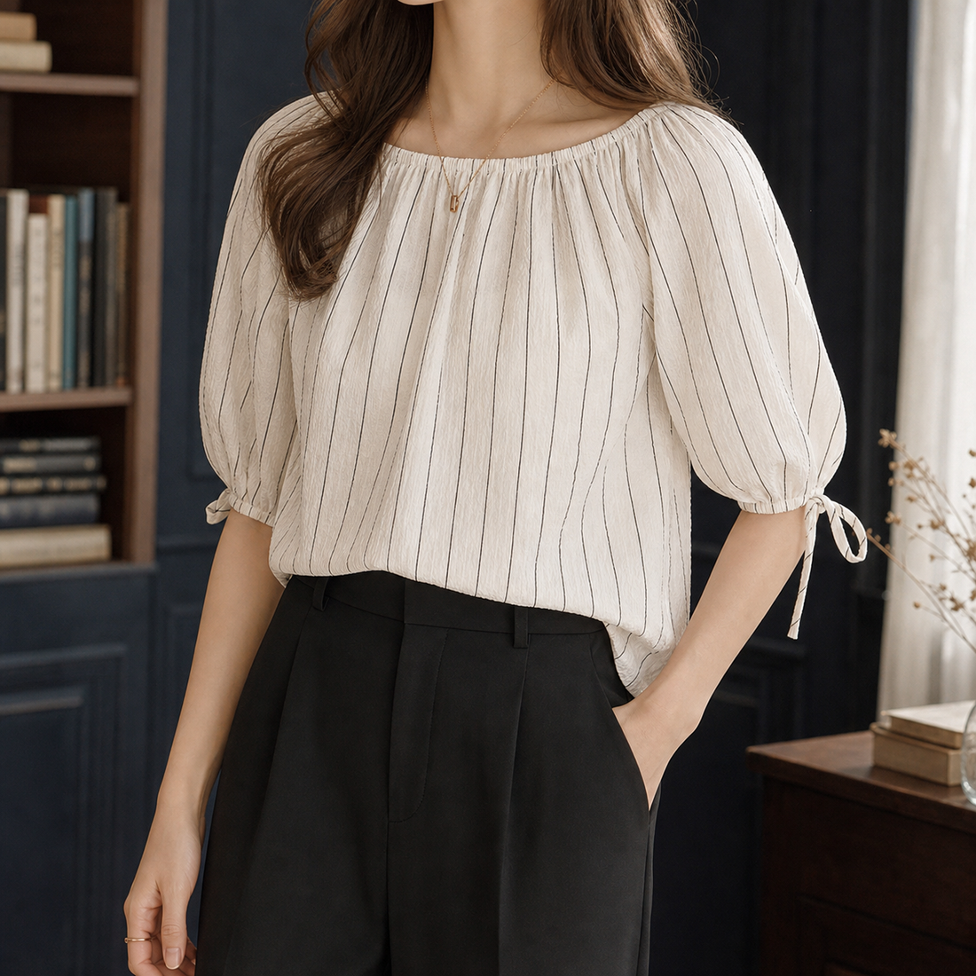 Isla-June Gathered Top - White