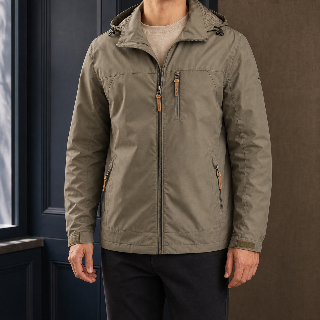 Victor-Grey Hooded Jacket - Khaki