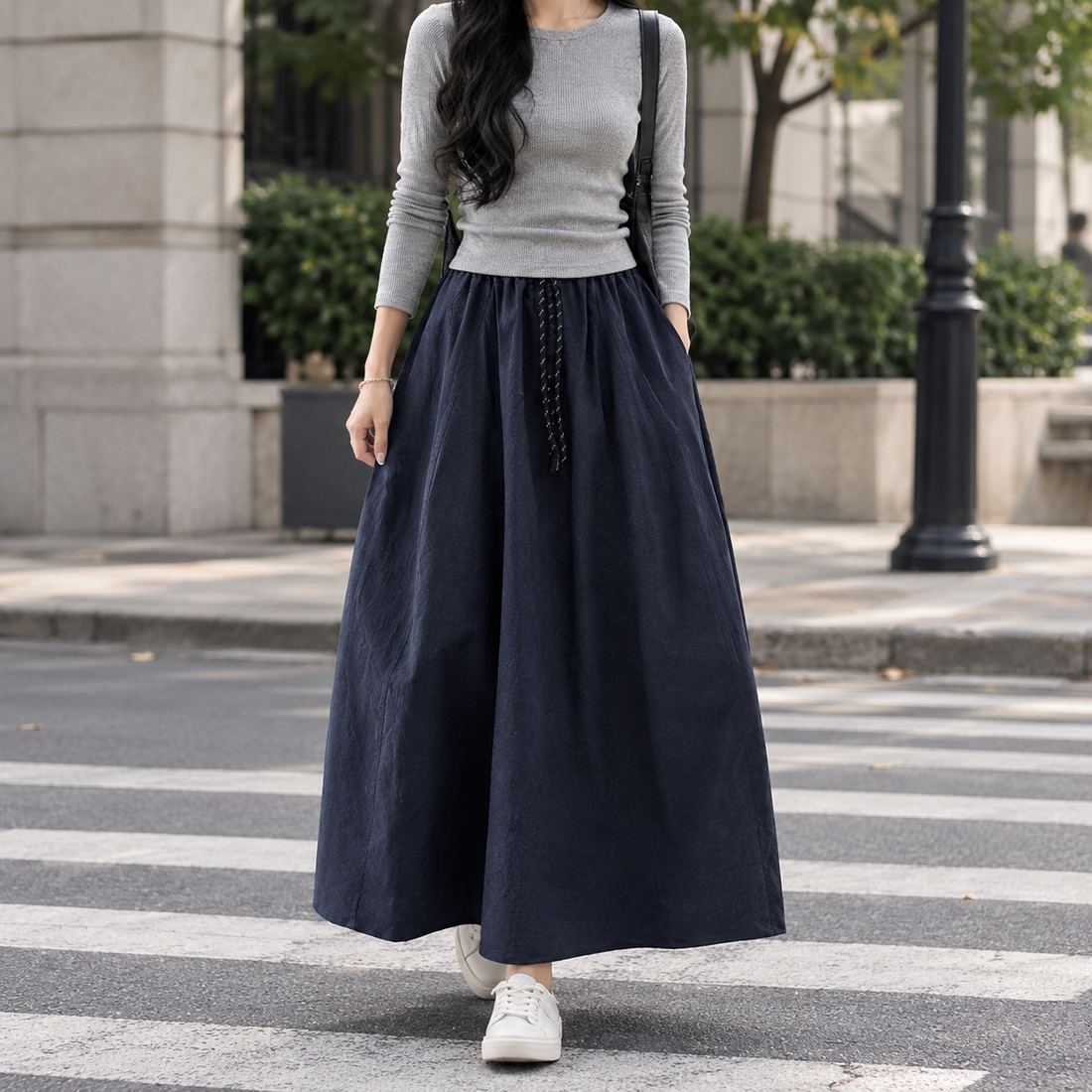 Geraldine Wide Leg Pants - Navy Blue