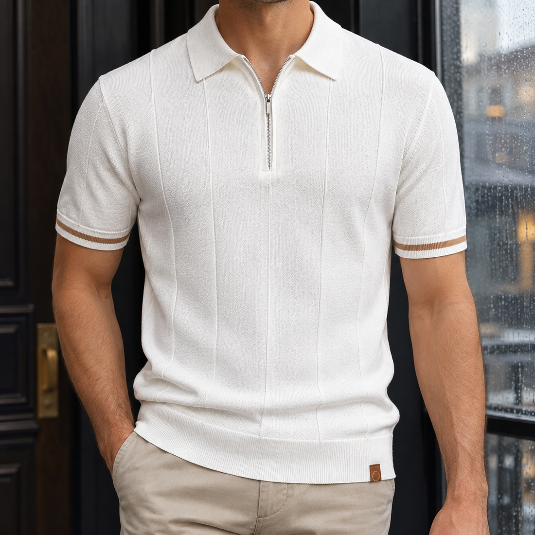 Rodolphe-Hayes Zip Polo Shirt - White