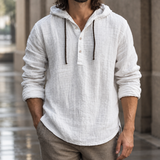 Bradley-Tate Hooded Henley - White