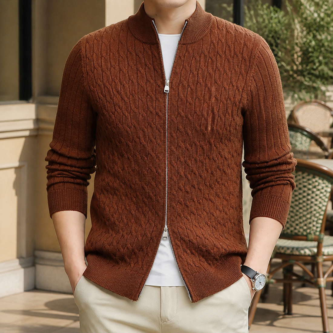 Rufus Cable Knit Sweater - Walnut Brown