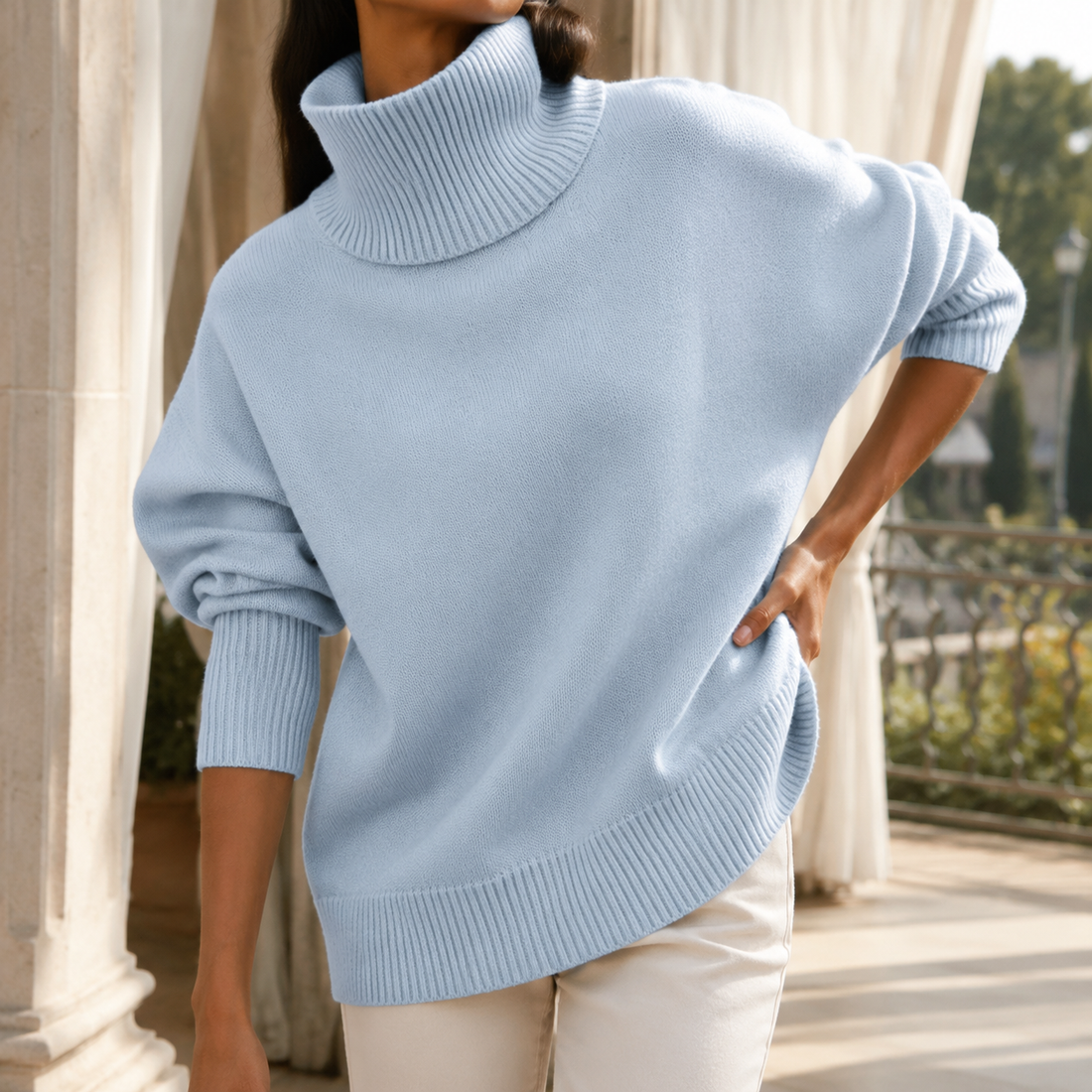 Tabitha-Pearl Turtleneck Sweater - Blue