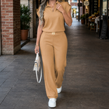 Beatrix Collared Pants Set - Khaki
