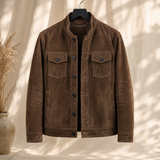 Florian-Grey Suede Jacket - Dark Brown