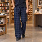 Herbert-Wren Relaxed Plaid Pants - M Plaid Navy Blue