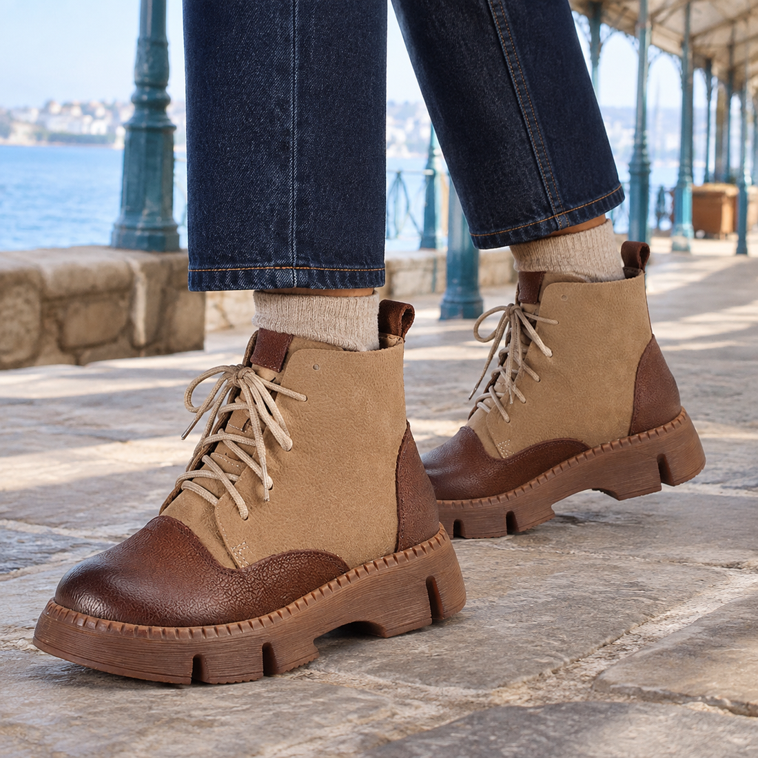 Palladio Lace-Up Boots - Khaki