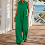 Eden-Sage Wide Leg Jumpsuit - Green