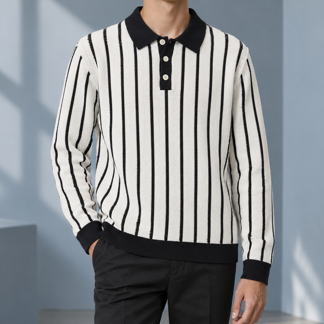 Ross-Rhys Striped Sweater - White