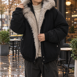 Vincent-Scott Fur Trim Jacket - Black