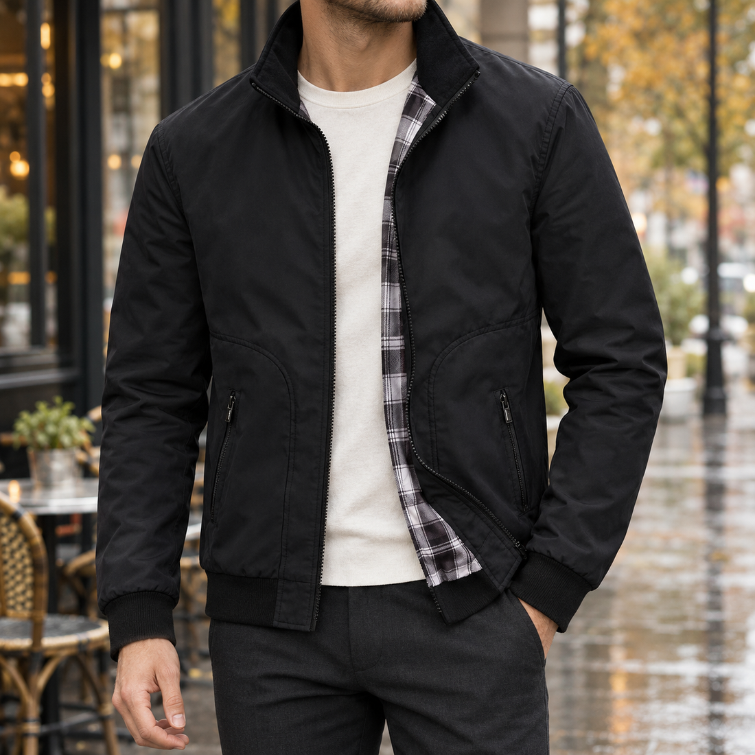 William-Tate Stand Collar Jacket - Black