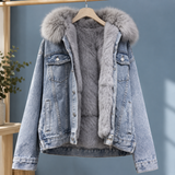 Ardith-Jane Hooded Denim Jacket - Blue
