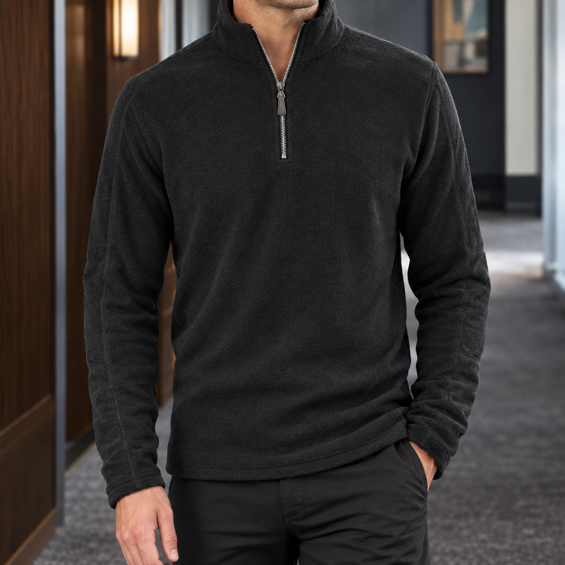 Matthew-Tate Quarter Zip Top - Black