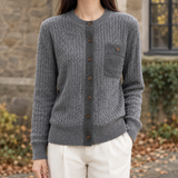 Ascelin-Lane Cable Knit Cardigan - Gray