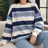 Giulia-Mae Relaxed Striped Top - Blue Gray