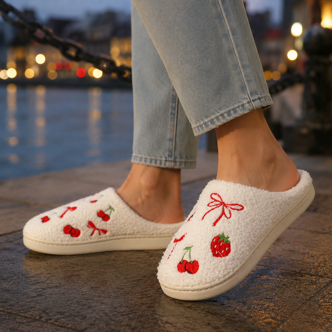 Graziani Embroidered Slippers - Red