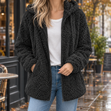 Ines-June Hooded Teddy Jacket - Black
