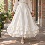 Leontine-Marie Tiered Maxi Skirt - White
