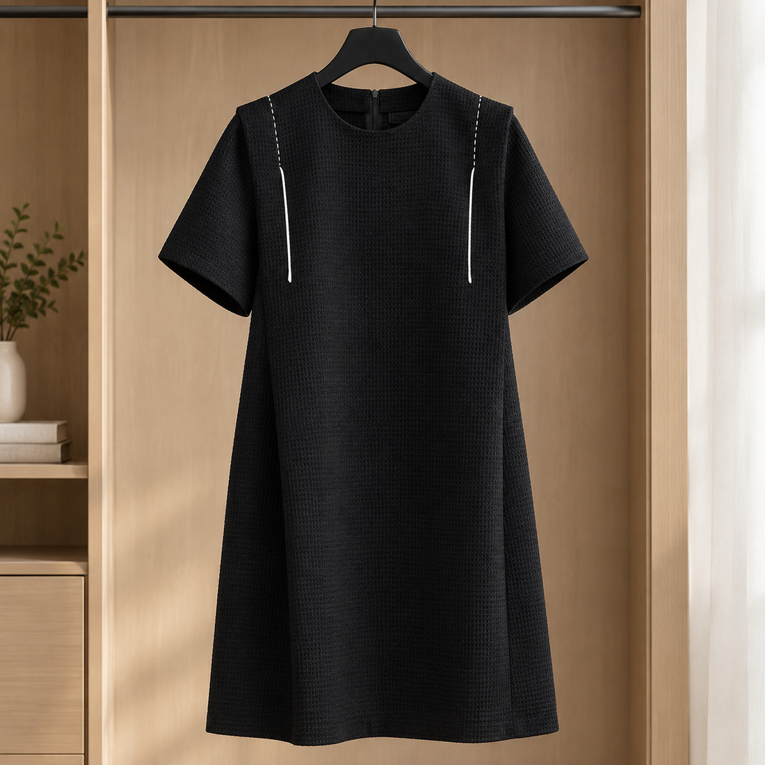 Maylis-Grace Textured Shift Dress - Black