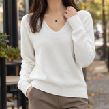 Tara-Jade V Neck Sweater - White