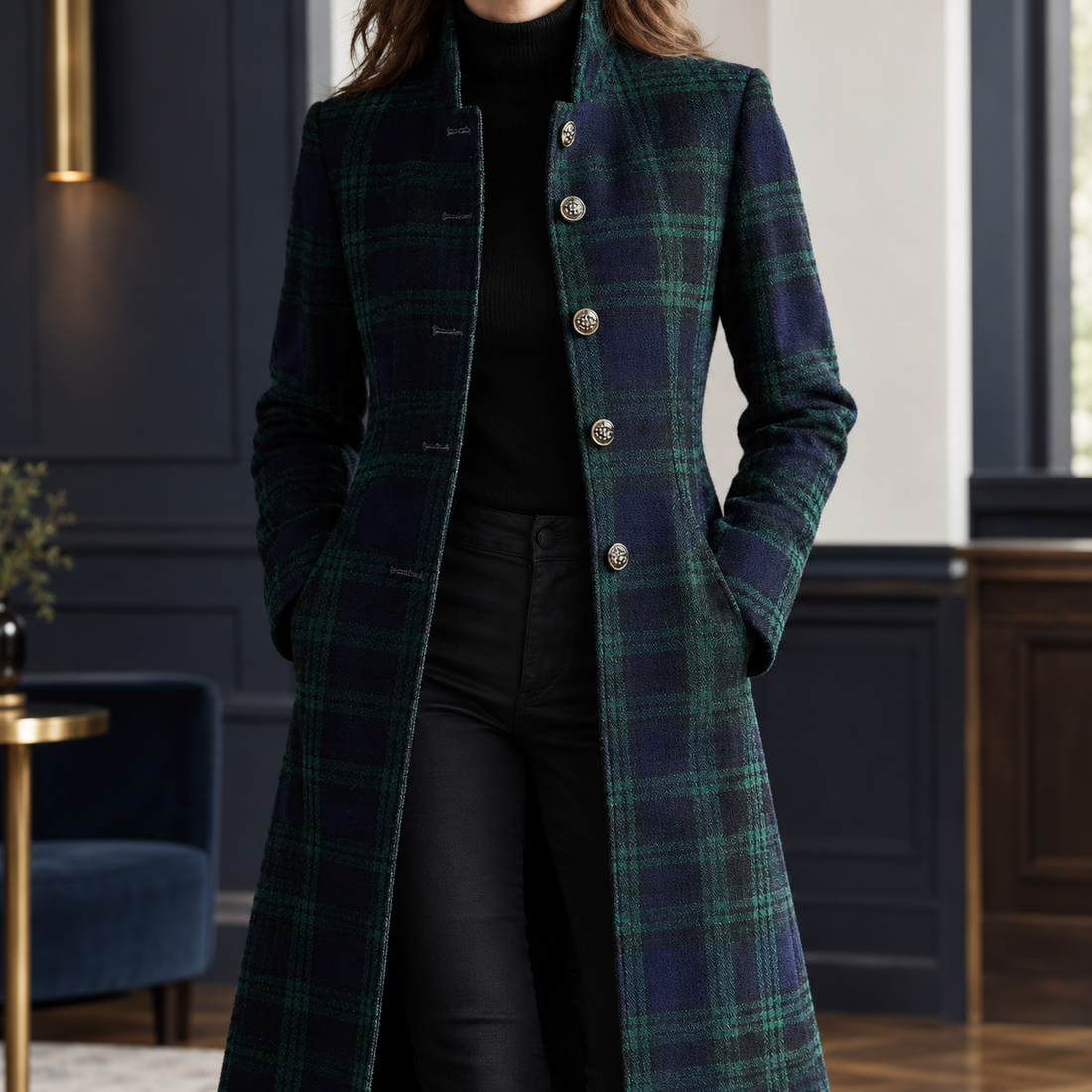 Yara-Louise Plaid Coat - Green