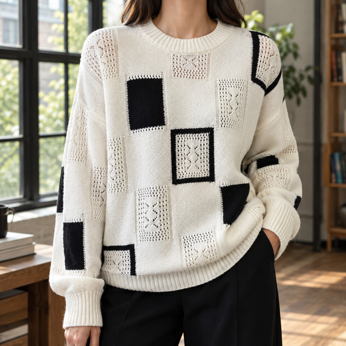 Clara-Rose Graphic Sweater - White