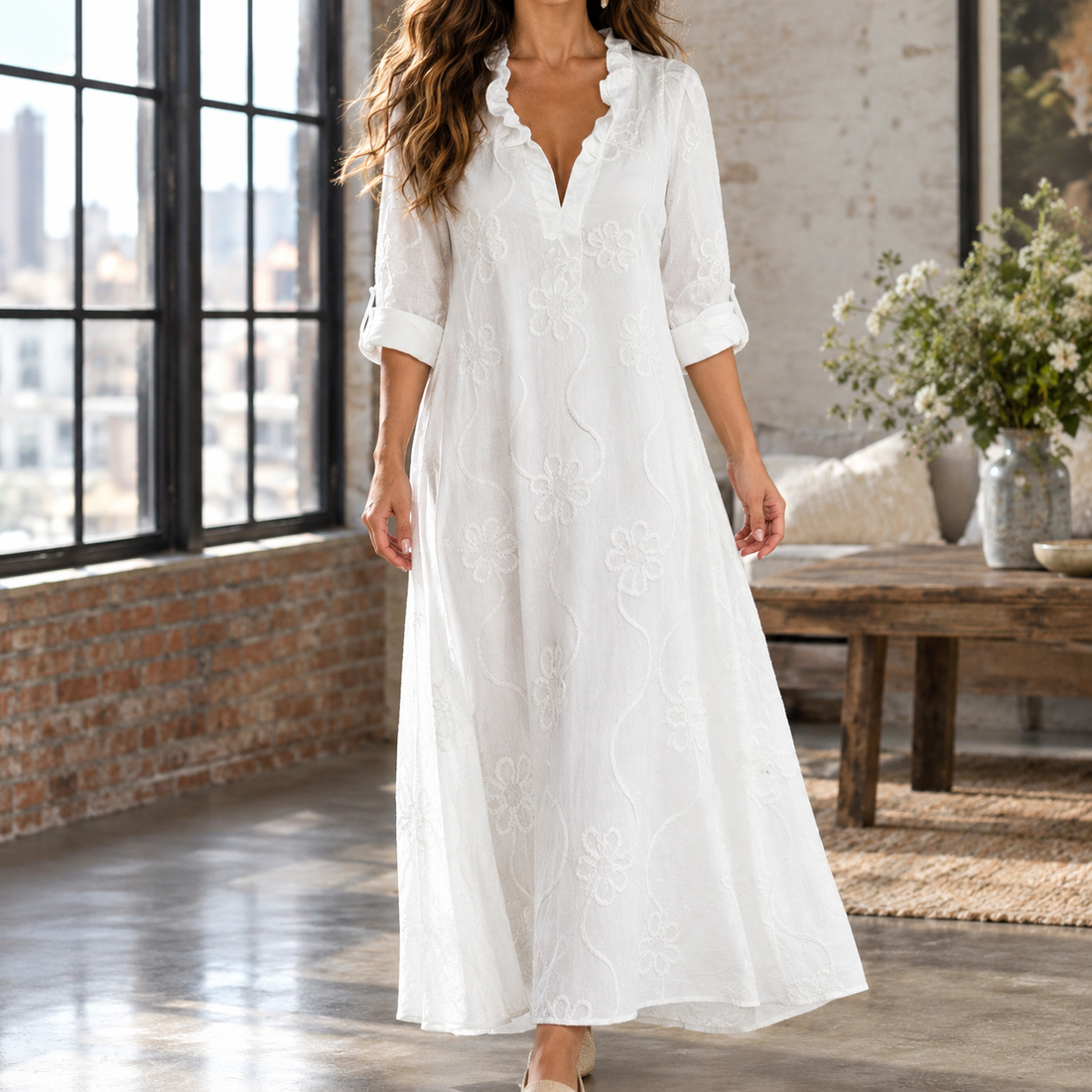 Genevieve-Rae Embroidered Maxi Dress - White