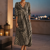 Renata-Kate Abstract Maxi Dress - Black And Beige