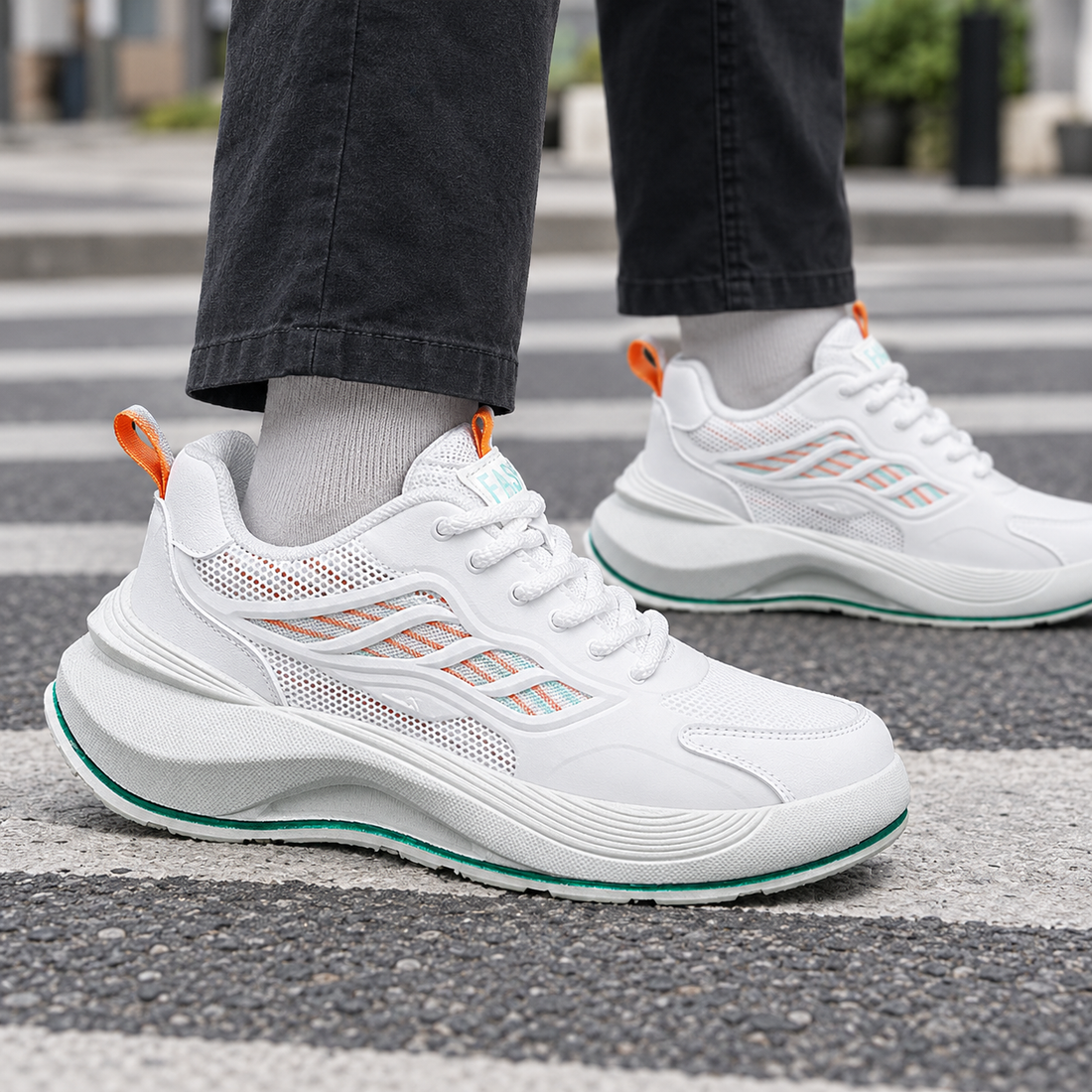 Falconi Platform Sneakers - White Orange