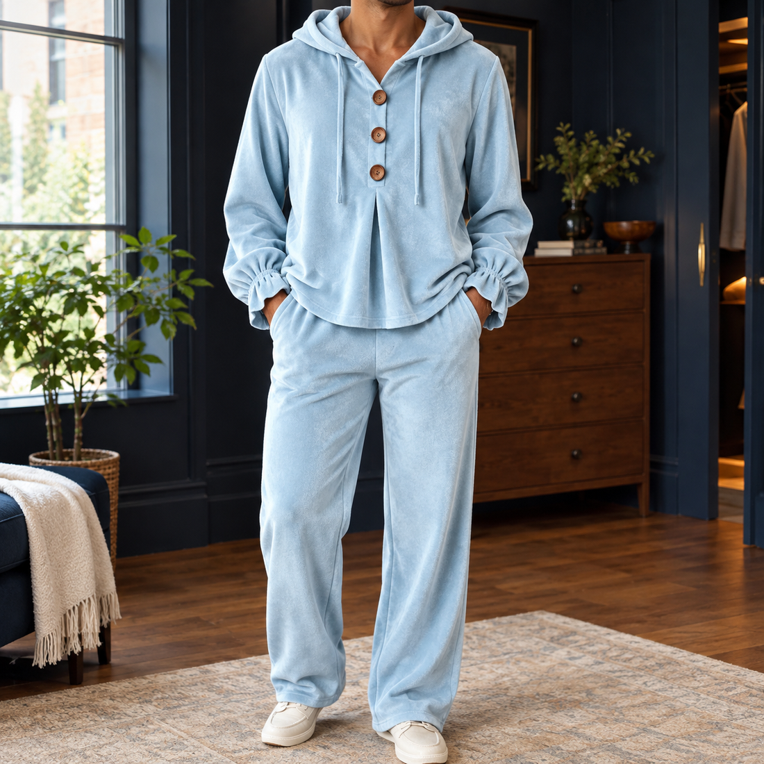 Jasper-Tate Hooded Lounge Set - Sky Blue