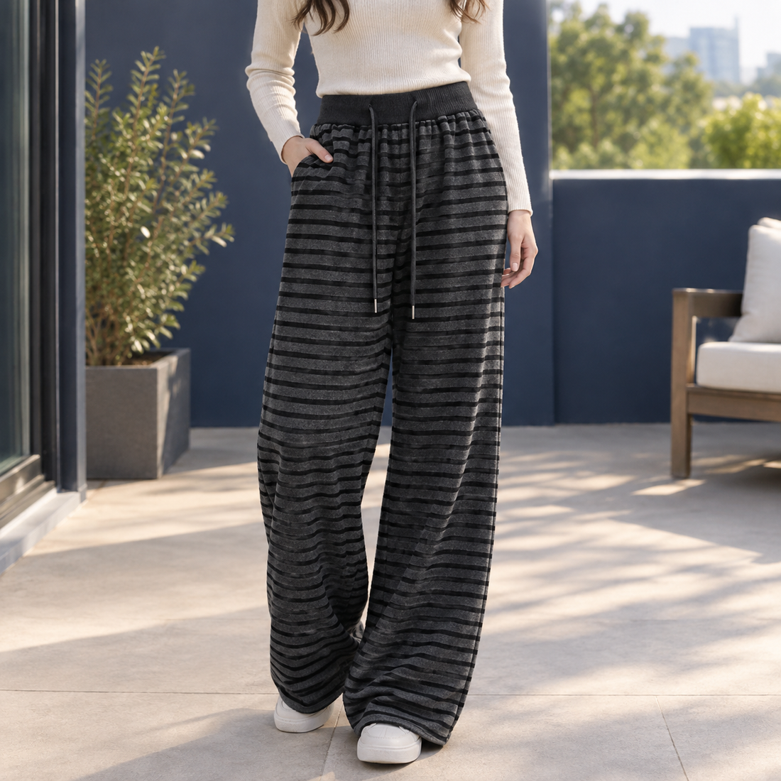 Carmen-Belle Wide Leg Pants - Dark Gray