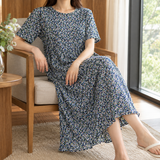 Diana-Belle Pleated Midi Dress - Navy Floral