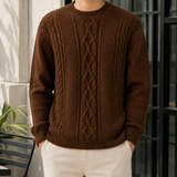 August Cable Knit Sweater - Brown