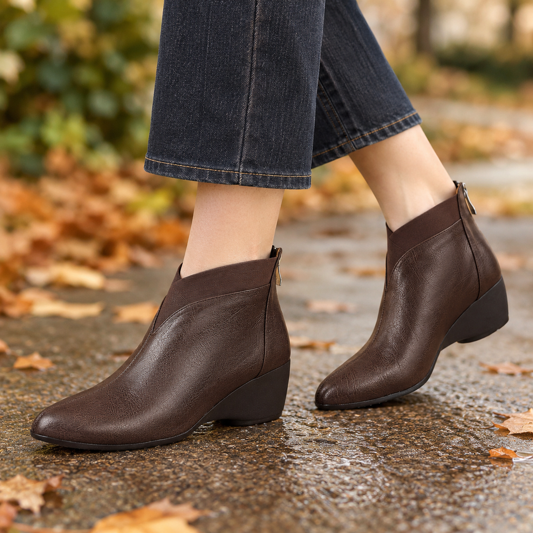 Comacchio-Arezzo Wedge Ankle Boots - Brown