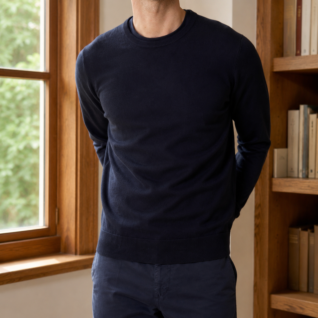 Severin-Ellis Fine Knit Sweater - Navy
