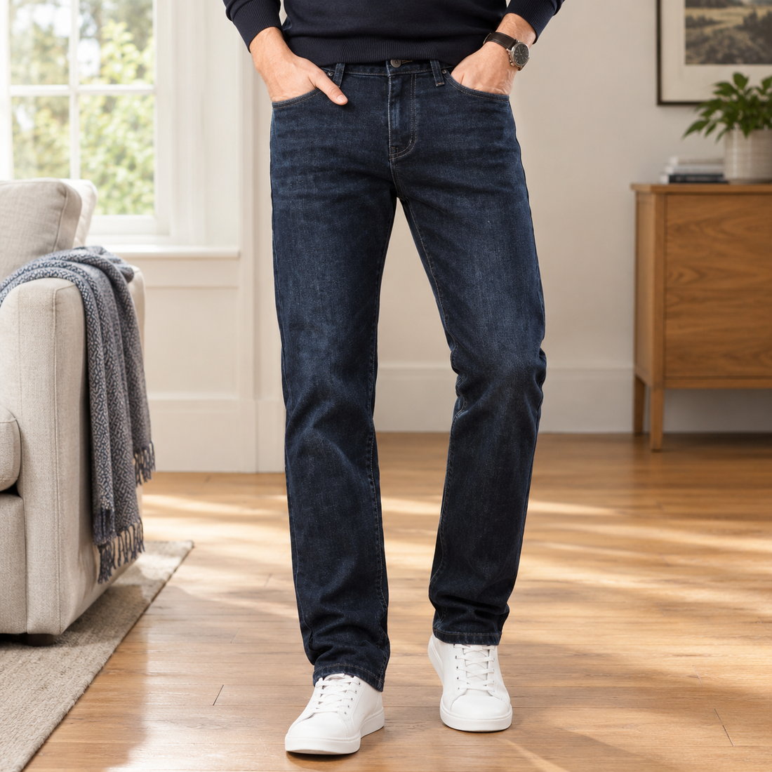 Peregrine-Grey Straight Jeans - Denim Blue